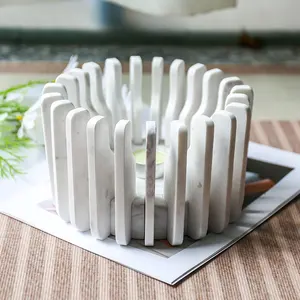 घर की सजावट के लिए फ्यूचर स्टोन आधुनिक लक्जरी विशेष डिजाइन विशेष आकार कैरारा सफेद संगमरमर पत्थर मोमबत्ती धारक