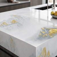 Style tendance : Dalles de pierre frittée blanches modernes polies pour îlots de cuisine, comptoirs, sols et salles de bain