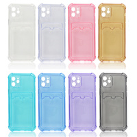 Casing Tempat Tas Slot Kartu Transparan untuk IPhone 15 14 13 12 11 Pro Max Mini Penutup Dompet Lembut Tahan Benturan Bening