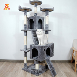 Grande promotion : Arbre à chat en bois avec griffoir en sisal et grande <span class=keywords><strong>maison</strong></span> en peluche - Product Image 1