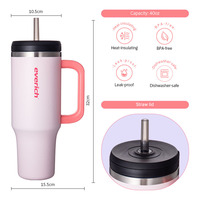 최신 맞춤 로고 회전형 누수 방지 뚜껑 손잡이 및 빨대 포함 스테인리스 스틸 40oz 여행용 텀블러