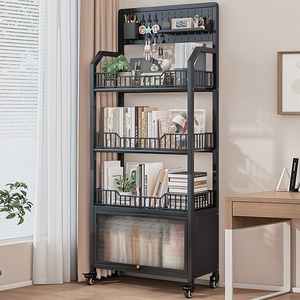 Étagère murale autoportante en métal de style bibliothèque, mobile et multifonctionnelle, au design nordique pour cuisine et salle de bain - Product Image 2