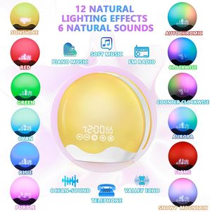 Shell forme horloge numérique double face rvb lampe ambiante nouvelle Simulation lever du soleil réveil lumière réveil pour enfants adultes <span class=keywords><strong>chambre</strong></span> - Product Image 5