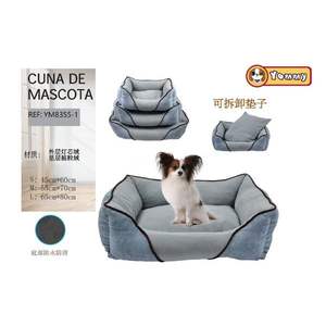 Set di Tre Pezzi di Cuccia per Cani in Velluto a Coste e Pile, Grigio-Blu, Letti per Animali Domestici - Product Image 1