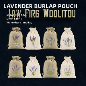 <b>Lavender</b> Linen Moisture Proof Drawstring Pouch Elegant Design Canvas Storage <b>Bag</b> Jewelry Packaging Gift Use Customizable - Product Image 2