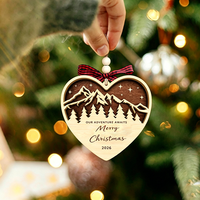 3D Noel Lazer Kesim Süslemeleri UV Baskılı Ağaç Süsü Duvar Tabelası Tatil Oymalı El İşi