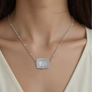 FY letras de moda colgantes mujeres hombres collares de acero inoxidable gran capital monograma rectángulo inicial letra colgante collar - Product Image 4