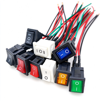 Sakelar Rocker Persegi KCD1 dengan Kabel 20CM, Tombol Daya, 2/3/4 Pin, dengan Lampu, 6A 250V 10A 125V