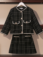 Ensemble Deux Pièces Style Européen Femme Automne Hiver : Veste Courte en Laine Bouclée et Mini Jupe Moulante
