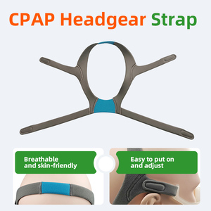Sangle de fixation pour masque CPAP compatible <span class=keywords><strong>ResMed</strong></span> N20, bleu-gris, avec bordure scellée, traitement de finition des bords en nylon, élasthanne et éponge, taille M/L - Product Image 1