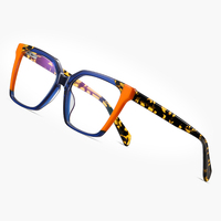 Monture de lunettes de vue carrée vintage de luxe en acétate unisexe avec verres à teinte composite pour utilisation informatique