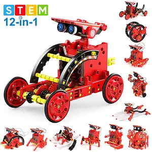 太阳能机器人套件12合1科学杆机器人套件为8-12岁儿童建造玩具并订购，DIY科学实验机器人