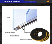 Profilé professionnel en aluminium et butyl pliable pour la construction de fenêtres en verre isolant