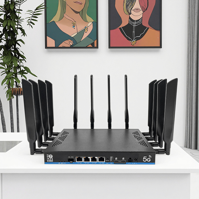 Industrial WiFi7 Tri-Band 2.4GHz 5GHz 6GHz Wireless Router with VPN Firewall QoS Support X72/X75 Modules SIM Card Slot