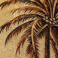 Mosaïque murale en verre grand format sur mesure, motif palmier de forêt tropicale, pour espace commercial