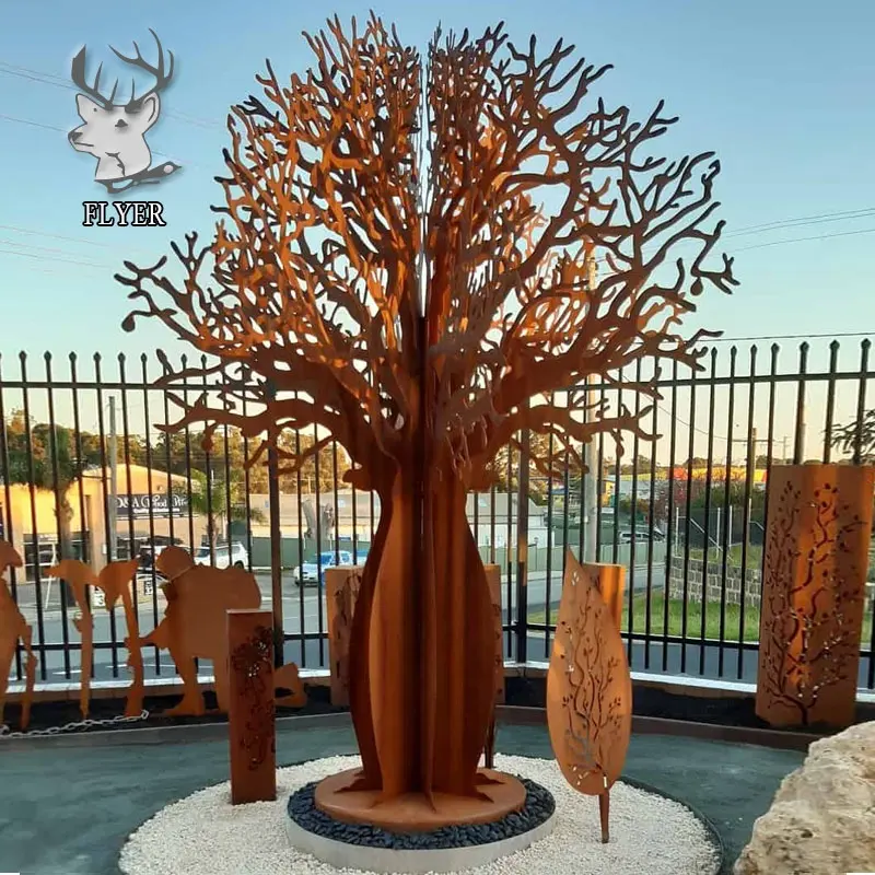 Outdoor Landscape Decor Metal Tree Sculptures Large Corten Steel Boab Tree Sculpture