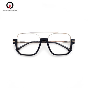ベストセラーのアセテートステンレススチール製光学フレーム、カスタムロゴデザイナーズグラス、アセテートアイウェア、メタルグラスフレーム、眼鏡 - Product Image 1