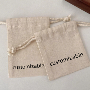 שקית שרוך כותנה <span class=keywords><strong>5</strong></span> עוז במלאי, שקית muslin כותנה רגילה עם הדפסת לוגו מותאמת אישית - Product Image 1