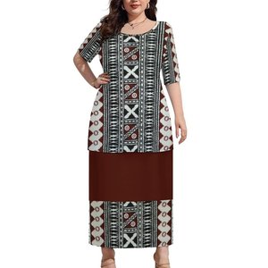 2024 Sommer Bestseller Elegantes Freizeitkleid Puletasi-Set Polynesisches Samoanisches Traditionelles Design Bambus-Hanf Puletasi-Kleid - Product Image 1