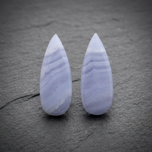Hermoso Cabujón de Ágata Azul con Cuentas de Cuarzo, 10x25mm, a Precio de Fábrica, Forma de Pera Larga y Lisa, Piedra Natural para Joyería - Product Image 2