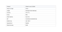 Sulfate de sodium N-dodecyl (SLS) le plus vendu, tensioactif anionique CAS 151-21-3, poudre blanche, matière première détergente et cosmétique 95%