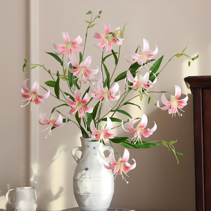 Sống động như thật cam dài duy nhất thân cây 75cm lụa 2 đầu nhân tạo Curl <span class=keywords><strong>Lily</strong></span> cho nhà phòng khách trang trí hoa sắp xếp - Product Image 6