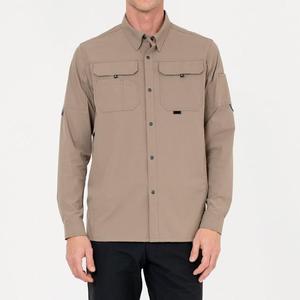 قميص عمل مخصص بلون موحد للرجال من البوليستر والسباندكس بأكمام طويلة وجيبين مضاد للأشعة فوق البنفسجية للصيد والتنزه مع خدمة التصنيع حسب الطلب - Product Image 4