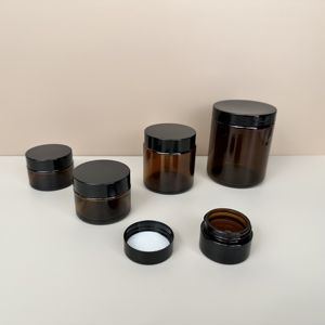 Anufacturer 4oz 120ml Empty lack ID Amber Lass andandle ar osmético Lass Jar - Product Image 3