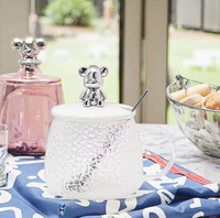 Tasse Ourson Premium avec Couvercle et Cuillère en Verre Résistant à la Chaleur pour Bureau ou Fête, Design Classique