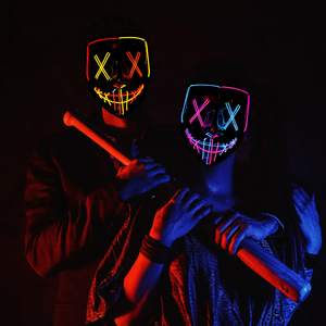 Máscara Facial LED de Halloween 2025, Máscara Divertida con Cable <span class=keywords><strong>EL</strong></span> de Neón Brillante, Máscara Luminosa de la Purga - Product Image 3