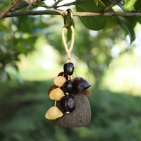 Porte-clés en bois fait main, style bohème rustique, breloque de sac ethnique, pendentif clochette sonore pour voiture et sac