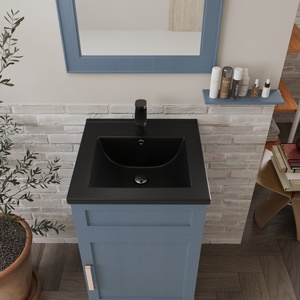 Nhà Máy Bán buôn mỏng cạnh Matt rửa lưu vực gốm tủ phòng tắm lưu vực bảng Top Đen phòng tắm bồn rửa - Product Image 2