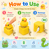 Custom UV Printed LED Quacking Duck Push Button Keycap Charms Plastic Stress Relief Fidget Toy Keychain for Kids
