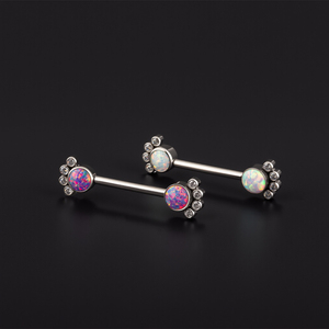 Clous de <span class=keywords><strong>piercing</strong></span> en titane plaqué ASTM F136 avec opale naturelle pour l'élargissement des oreilles, du nez, du septum et des lèvres - Product Image 1