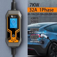 Chargeur EV portable feyree 7,4 kW, prise de type 2, chargeur de voiture électrique, courant réglable, charge AC à domicile avec adaptateur de prise CEE vers Schuko