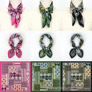 Wholesale Custom Logo Brand Designer 70*70 Digital Printing Floral Square Satin <strong>Silk</strong> <strong>Scarf</strong> <strong>Women</strong> Spring Stylish Luxury High - Product Image 4