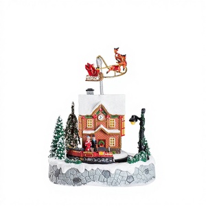 Globo de Nieve Musical con Casas Navideñas, Tren en Movimiento y Trineo de Santa Claus, Decoración Navideña con Luces LED - Product Image 3