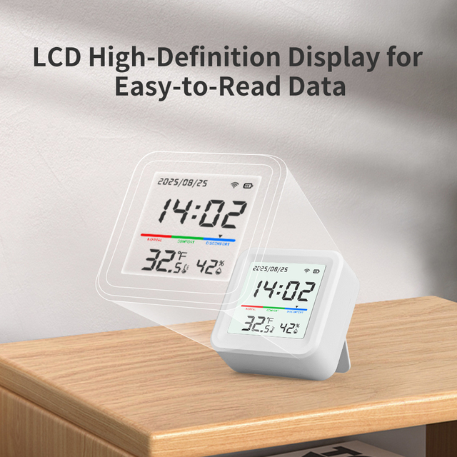 Consumption LCD Screen Thermometer Smart Home Device Security System App Control Indoor Hygrometer Temperature Humidity Sensor