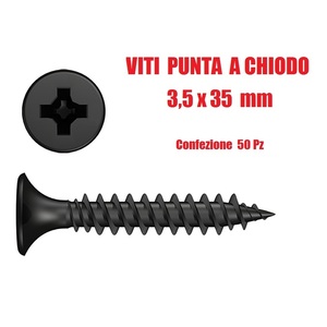 Confezione da 50 Viti per Cartongesso in Acciaio Zincato con Gambo a Spirale e Testa a Cappello (3,5 x 35 mm) - Product Image 1