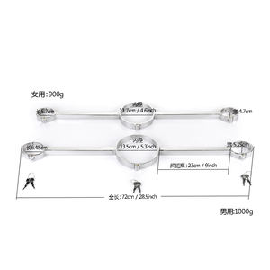 Collier de cou en métal avec menottes, en acier inoxydable, pour bondage BDSM, jouets sexuels pour couples, barre d'écartement, menottes - Product Image 2