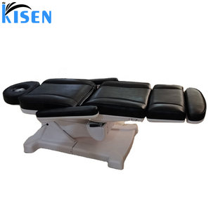 Kisen moderno salón de belleza muebles tela mesa de masaje 4 motores base eléctrica PU cuero facial Spa con rotación cama de pestañas - Product Image 3