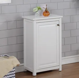 Bedroom Hotel Toilet Storage Cabinet White Wooden Floor Standing Storage Cabinet Cupboard with Drawer in USA