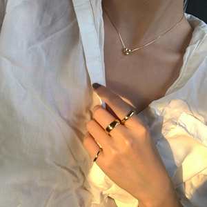 Anillos Apilables para Mujer, Nuevos, Sencillos y Atrevidos, Minimalistas, de Banda Delgada y Ancha, de Acero Inoxidable con Baño de Oro de 18K - Product Image 4