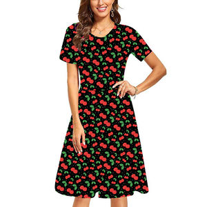 2025เดรสสไตล์โบฮีเมียนสำหรับ<span class=keywords><strong>ผู้หญิง</strong></span>ใหม่ชุดเดรสผู้หญิงพิมพ์ลายดอกไม้คอหลวมลำลองแขนสั้นโครเชต์เทคนิคใหม่หวาน - Product Image 6