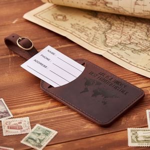Personalized Engraved Genuine Leather Luggage <b>ID</b> <b>Tags</b>-Durable Modern Promotional Wedding Favors for Men - Product Image 2