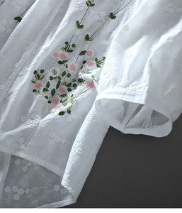 Pullover estivo con scollo a V ricamato in cotone bianco e Casual con protezione solare a <span class=keywords><strong>manica</strong></span> media - Product Image 6