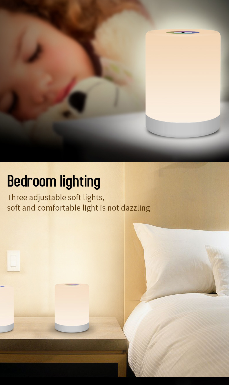 Rechargeable Smart LED Touch Control Night Light Induction Dimmer Intelligent Bedside Portable Lamp Dimmable RGB Color Change