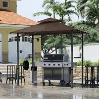 ABCCANOPY Pavillon De Barbecue Pavillon BBQ 2,45X1,52 m Couleur Grise Toit De Rechange Tonnelle Barbecue 2,4x1,5m Auvent Abri