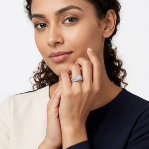 Ensemble de bague de fiançailles classique en diamant taille princesse sertie en argent 925 avec diamants de laboratoire pour femmes - Product Image 5