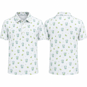เสื้อโปโลผู้ชายลาย Lime Cocktail เสื้อกอล์ฟน้ำหนักเบา แห้งเร็ว ผลิตเสื้อผ้าแบบซับลิเมชั่นตามสั่งจากโรงงาน - Product Image 2